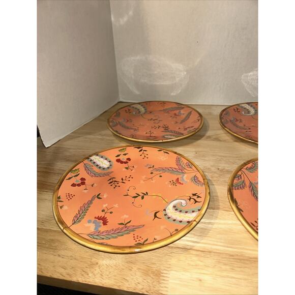 Set (4) Tracy Porter 9” Salad Plate Artesian Road Collection Hand Painted Orange - Picture 2 of 12